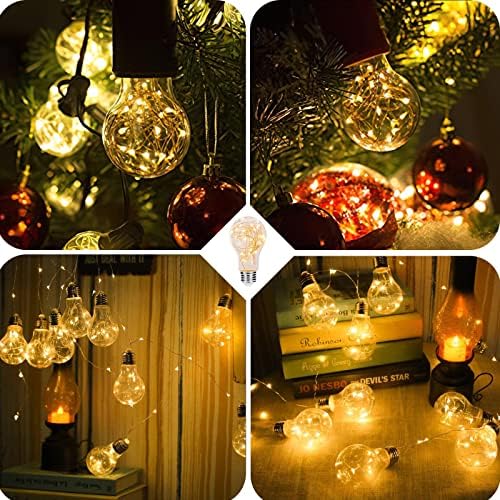 Luzes de fadas decorativas de tonitre lâmpada de fada, 2W Luz estrelada Filamentos brancos A19 Bulbos, 15W
