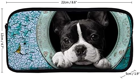 Funnystar fofo Boston Terrier de grande capacidade Lápis Case 2 Camadas Bolsa Lápis Bolsa de