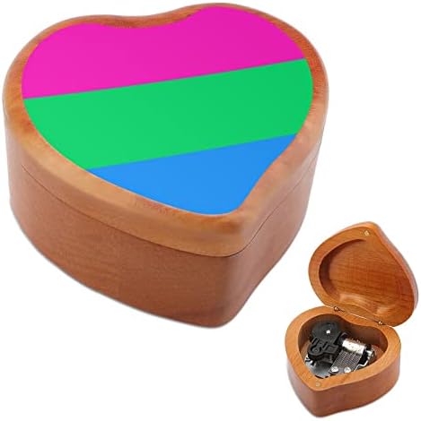 Polisexual Pride Flag LGBT Wood Music Box vintage Wind Up Boxes Musical Gift for Christmas Birthday