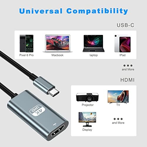 Estação de ancoragem USB C para HDMI Adaptador 4K 60Hz, Thunderbolt 3 Tipo C para HDMI Converter