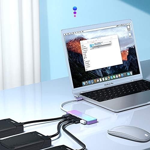 Houkai USB 3.0 gradiente espelho de cor de cor de espaseiro TIPEC Expansão externa de notebook Expansão do hub