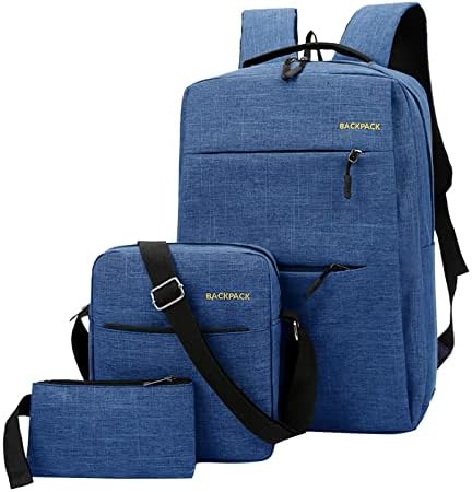 Menina de mochila masculina de três peças de coloração sólida bolsa escolar de bolsas de computador