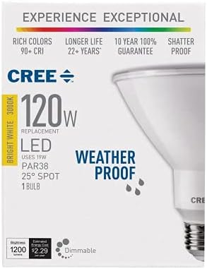 Iluminação Cree Série excepcional par38 lâmpada, lâmpada LED preta 3000K, 120W + 1200 lúmens, branco brilhante,