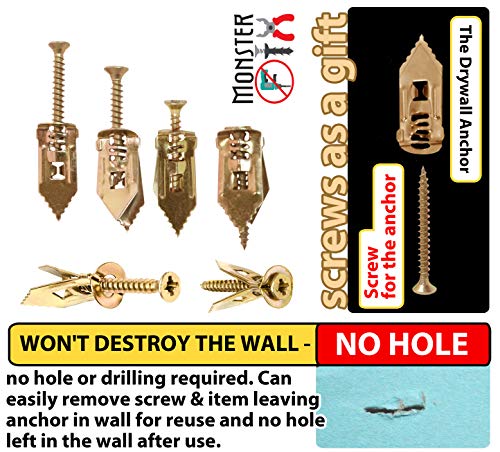 Monstro Fix das âncoras de autoconfiança de melhor qualidade com parafusos, sem broca ou orifícios na parede,