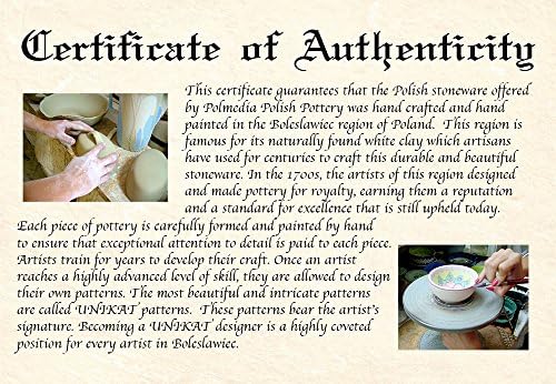 Tigela de cerâmica polonesa de 9 polegadas feita por Ceramika Artystyczna Signature Unikat + Certificado de Autenticidade