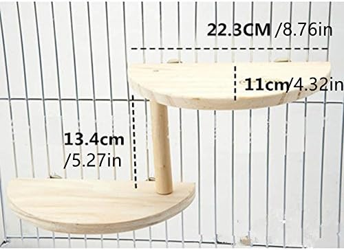 Hypeety 2 níveis de plataforma de madeira semicircular para chinchilla, hamster e outros pequenos animais