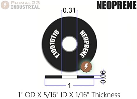 Arruelas de borracha de neoprene - 1 od x 5/16 id x 1/16 espessura - 60 duro Primal23 Industrial Endeavor Series