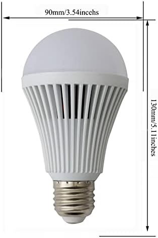 12W Lâmpada de lâmpada LED de emergência E26 Luz do dia Branco 6500K Bulbo recarregável liderou a lâmpada de emergência