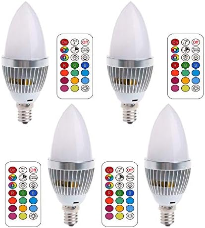 Iluminação LXCOM E12 RGBW Lâmpada LED 3W Alteração de cor lâmpada 12 cores C35 Candle Lamp Timing com