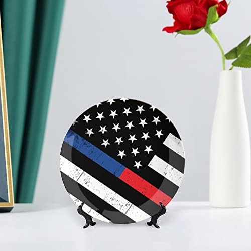Polícia e bombeiro American Flag Cerâmica Decorativa Placa com exibição Pendurado Gifts festivos para casamentos