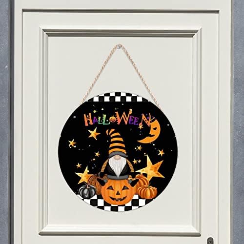 BEDERLOVE BEM -VINDO SILHO DE DECORANTE FRONTE DOBREEN Pumpkin Gnome Sinais de madeira Lua Estrela de