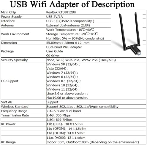 Antenas Wi -Fi direcionais ao ar livre @WiFi WiFi Adaptador USB Combinação de adaptadores estende/booster