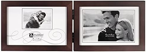 Malden International Designs Dark Walnut Concept Wood Picture Frame, Double Horizontal, 2-4x6, Walnut