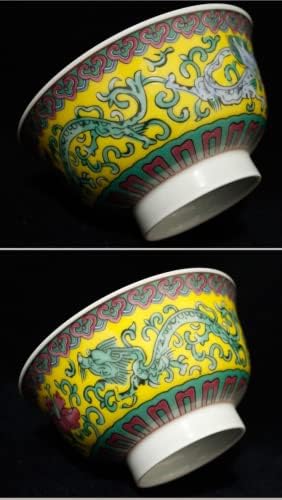 Xialon 11cm 4.3in jingdezhen revolução porcelana pastel dragão duplo tocar miçangas étnicas bigela de romã