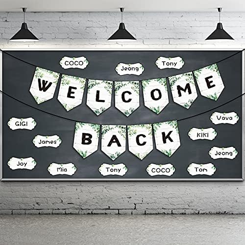 Welcome Back Banner para decorações em sala de aula, Eucalipto Boletim de boas-vindas Banners de placas de placa