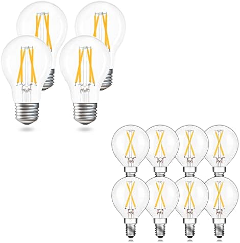 4 Pacote 4W E26 Bulbo LED de 12V de 40 watts equivalente [A19] e 8 lâmpadas E12 E12 12 volts equivalente a 25