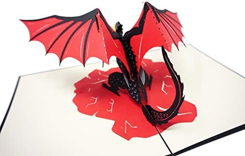 WowpaperArt Dragon Fire - 3D Pop up Greeting Card para todas as ocasiões - aniversário, amor, Natal - Cartão