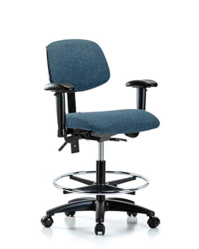 Labtech Seating LT42441 Cadeira de bancada média, tecido, base de nylon - braços, anel de pé