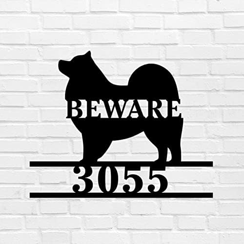 Cuidado com os números de endereço da casa de endereço personalizados de cães Country Metal Letra Palavra de palavra