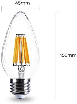 Iluminação MD E27/E26 6W F15 Bulbo de filamento LED diminuído, luz do dia Branco 6500k 60w equivalente