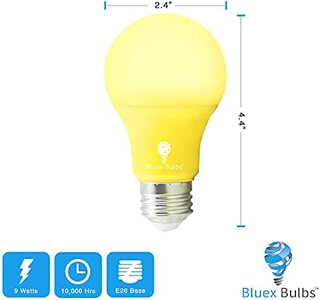 Lâmpadas Bluex 2 pacote 2 Bluex LED A19 Lâmpada amarela - 9W - E26 Base LED amarelo LED Bulbo, decoração