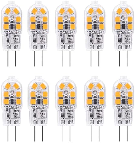 Bulbos LED 10 x G4, branco quente, 1,2 W, 12 V, G4 LED lâmpadas, substituição para lâmpadas de halogênio