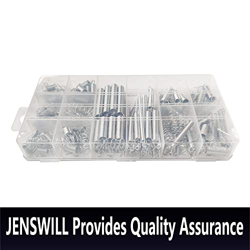 Jenswill Compressão e Extensão Mola 200pcs Conjunto de Veltâncias, Metal Steel Coil Springs Substituição 20 tipos de kit 1 pacote de caixa