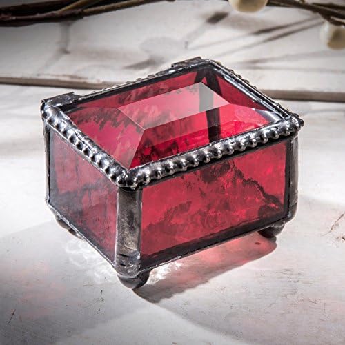 Caixa de anel Pequeno jóias de vidro jóias de noivado de casamento Ring Display de prato de lembrança Presente Presente Ruby Vermol Vidro J devlin Box 325-4