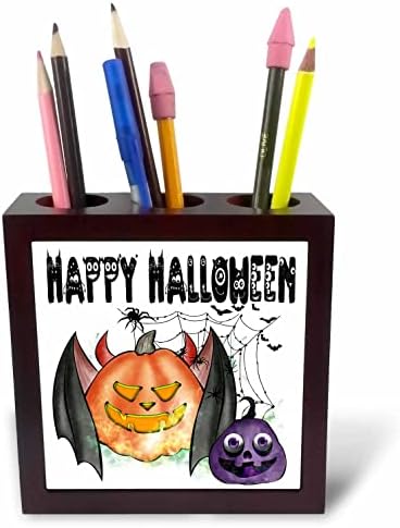3drose Happy Halloween Drácula Jack-O-Lantern e Bastes-Penores de caneta de ladrilhos