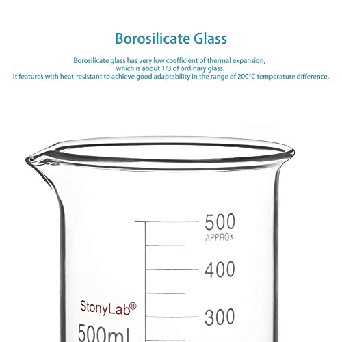 Funil de vidro Stonylab e pacote de copos, 2 pacote de 2 pacote de 100 mm Funil de caule e vidro graduado