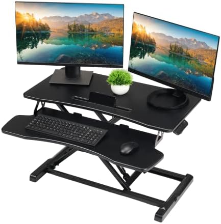 Techorbits Standing Desk Converter - 37 polegadas ajustáveis ​​Sit para aguardar a estação de trabalho da mesa,