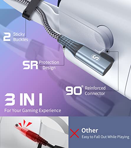 Sweguard VR Link Cabo de 10 pés compatível com Oculus Quest 2, USB 3.2 Gen 1 USB A para USB C Cabo com 5 Gbps de