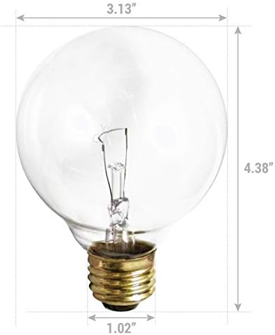 G25 Lâmpada incandescente incandescente 2700k luz macia, lâmpadas de globos decorativos, base média