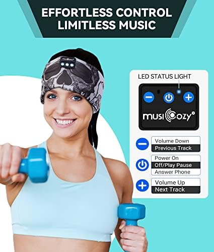MusicOzy Sleep Headphones Bluetooth Farda de cabeça, máscara de sono com fones de ouvido Bluetooth
